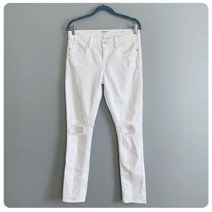 Frame Denim Le Garçon distressed White Mid Rise Straight Leg Ankle Jeans Size 24